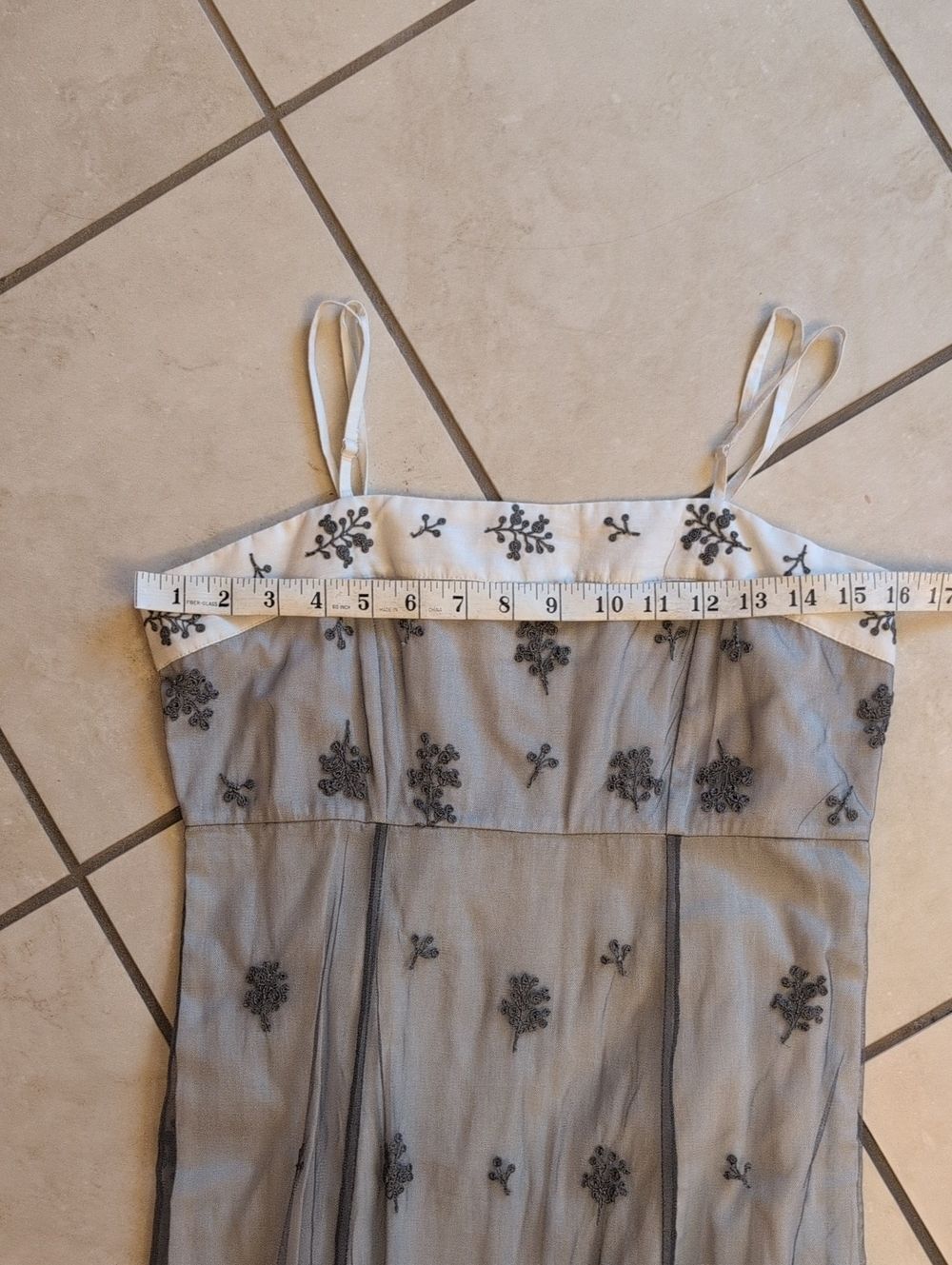 Hopeless Romantic Grey Embroidered Maxi dress 20s Gatsby Victorian White Size S - Picture 7 of 9